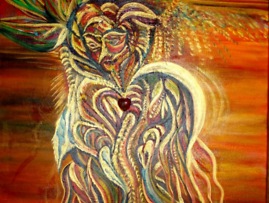 "One Heart" acrylic canvas 24" x 24" jasper heart 